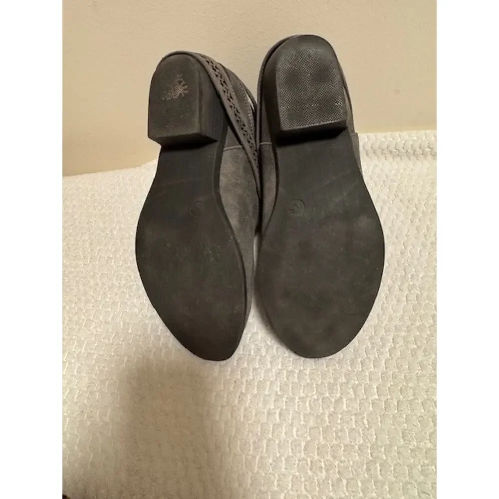 Used Not Rated Gray Faux Suede Ruched Booties with Cutout Strap Design 6.5
